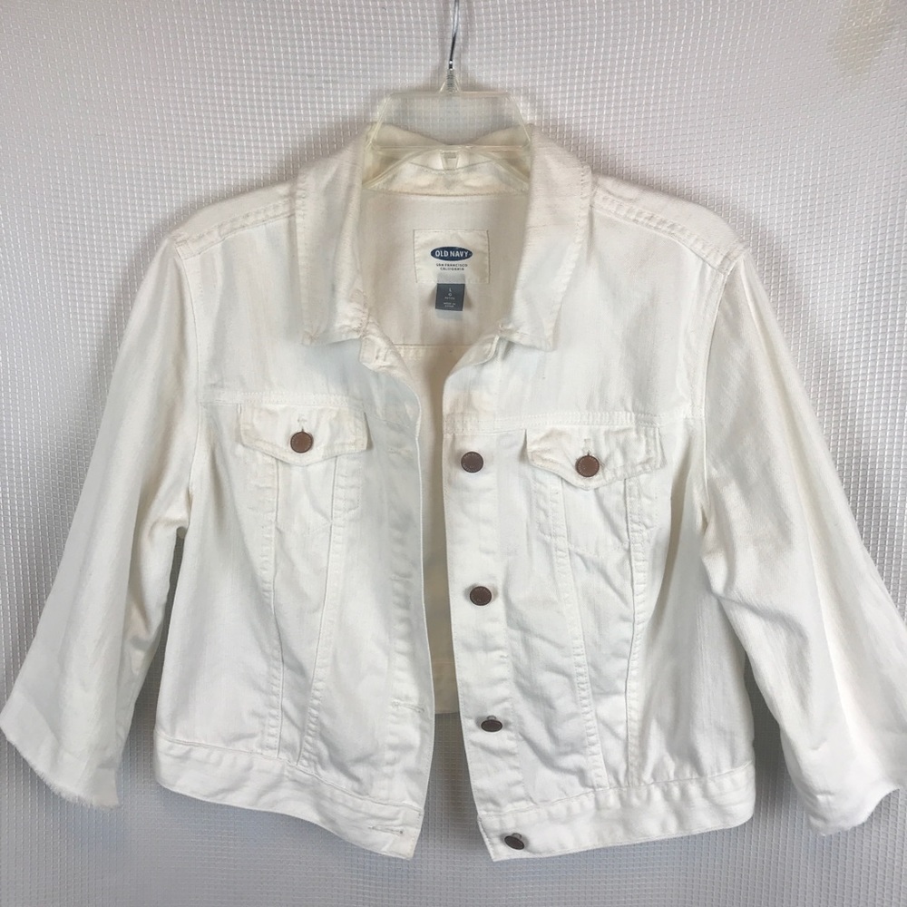 Old Navy cropped cream denim jacket